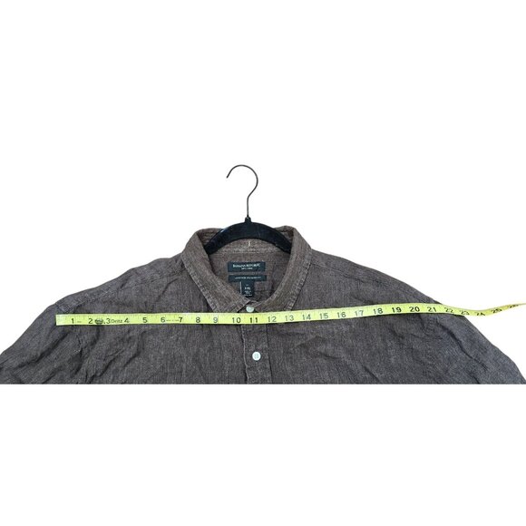 Banana Republic 100% Linen Button Up Shirt Brown XXL Tall Untucked Standard Fit - Picture 8 of 10